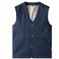 thumbnail image 4 of Relaxed Fit V Neck Cotton Work Sleeveless Vest With Side Pockets for Backyard Projects Short Trip Leisure Outfits Blue M, 4 of 5