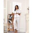 thumbnail image 4 of Ekouaer Silk Pajamas for Women Satin Short Sleeve Pajamas Set with Ruffle 2 Pieces Button Down Tops and Pants, 4 of 6