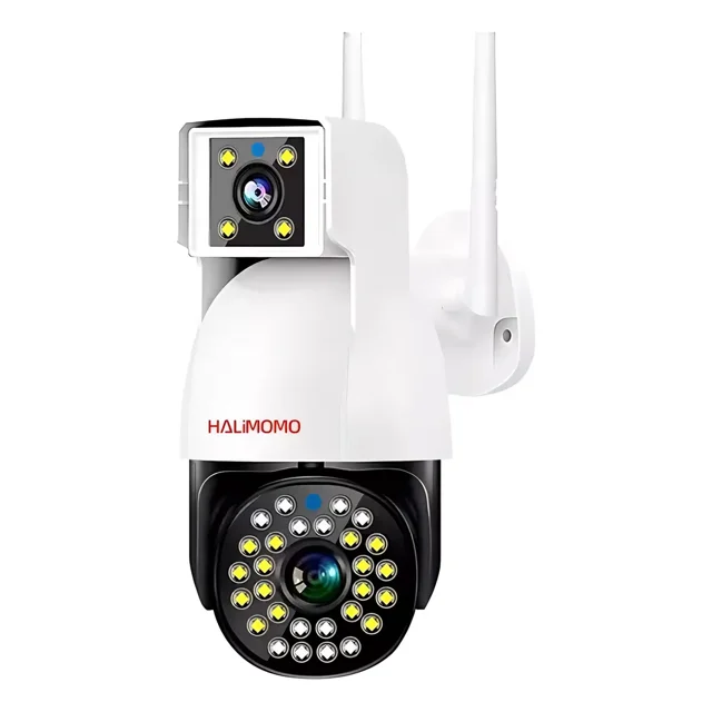Cámara De Seguridad Wifi 8MP Ip66 Full Hd De Doble Lente Halimomo-Sco1 V380 Blanco Pro Exterior