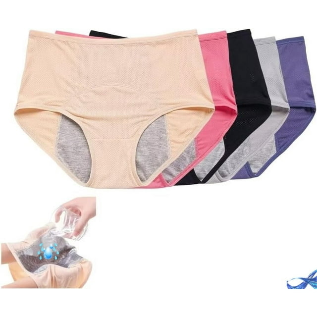 5 Pcs Culottes Étanches pour Plus de 60 Ans, Culottes Étanches Grande Taille pour Femmes de Plus de 60 Ans avec Incontinence, Grande Taille