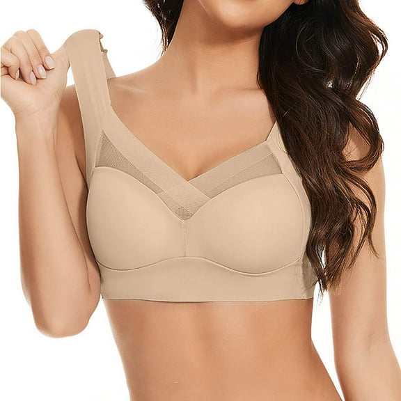 Bigersell Womens Push up Bra in Clearance Women's 3pc Strapless Underwear with Thin Side Collection and Daily Bra Cami Bra Style F-451 Beige 3XL