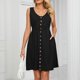 thumbnail image 1 of Vestido Vestido sin mangas con bolsillo con botones, cuello redondo, cintura con abertura, traje de vacaciones (negro M) Ygjytge Negro T M para Mujer, 1 of 6