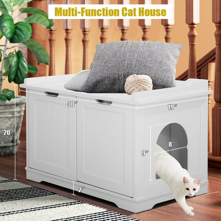  Cat Litter Box Enclosure, Enclosed Cat House Side