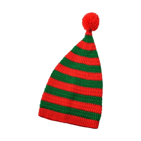 Gureui Kids Adults Creative Christmas Santa Hat, Striped Knitting Plush Ball Holiday Supplies Decorations, Christmas Gifts