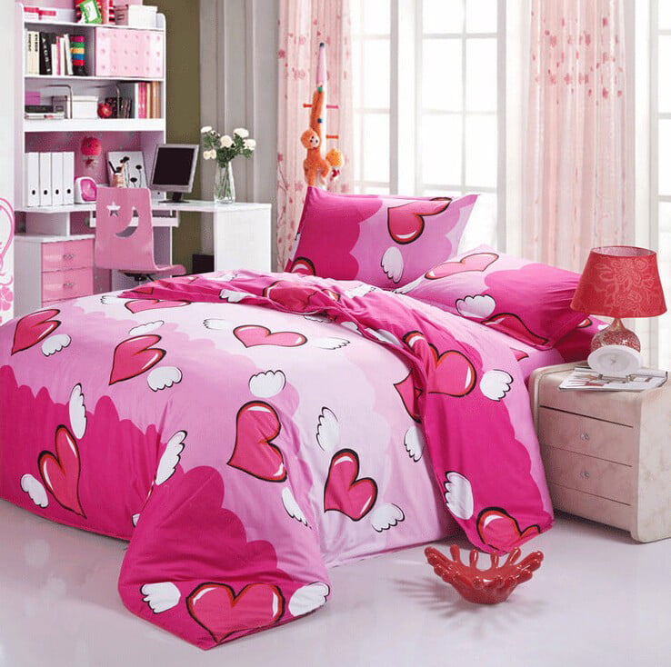 Duvet Cover Bedding Set with Pillowcase Reversible Bed Single Double King Size 