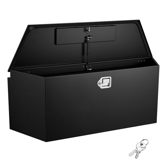 KFFKFF Steel Trailer Tongue Tool Box, 49" x 13.9" x 18.5" Storage Organizer with Lock and Keys, Durable Utility Chest for Truck Beds, RVs, SUVs, and Off-Road Vehicles, Black