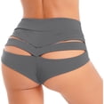 thumbnail image 4 of YONGHS Women Cut Out Sports Yoga Shorts Booty Bandage Strappy Hot Pants Grey 3XL, 4 of 6