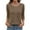 Brown #020, variant on Womens 3/4 Length Sleeve Shirts Crewneck Spring Summer Pleated Tops Casual Beach Vacation T Shirts Pink 2XL