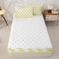 thumbnail image 4 of Erosebridal Lemon Wavy Line Zipper Full Size Comforter Sets with Fitted Sheet and 2 Pillowcases,Yellow Swirl Zipper Bedding Set For Boys,Reversible,4-Piece, 4 of 7