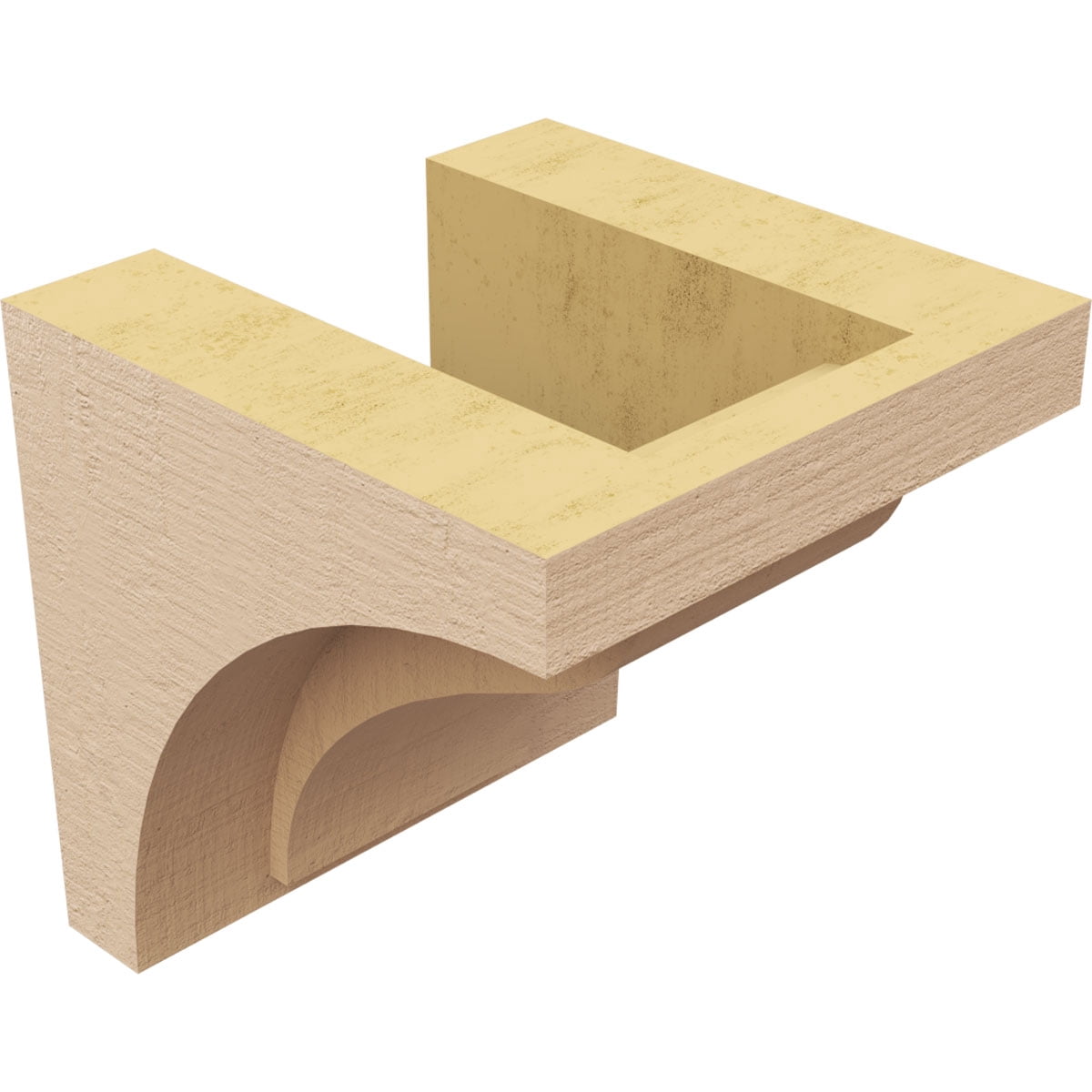 4"W x 4"D x 4"H Wide Helena Rough Cedar Woodgrain TimberThane Corbel, Primed Tan