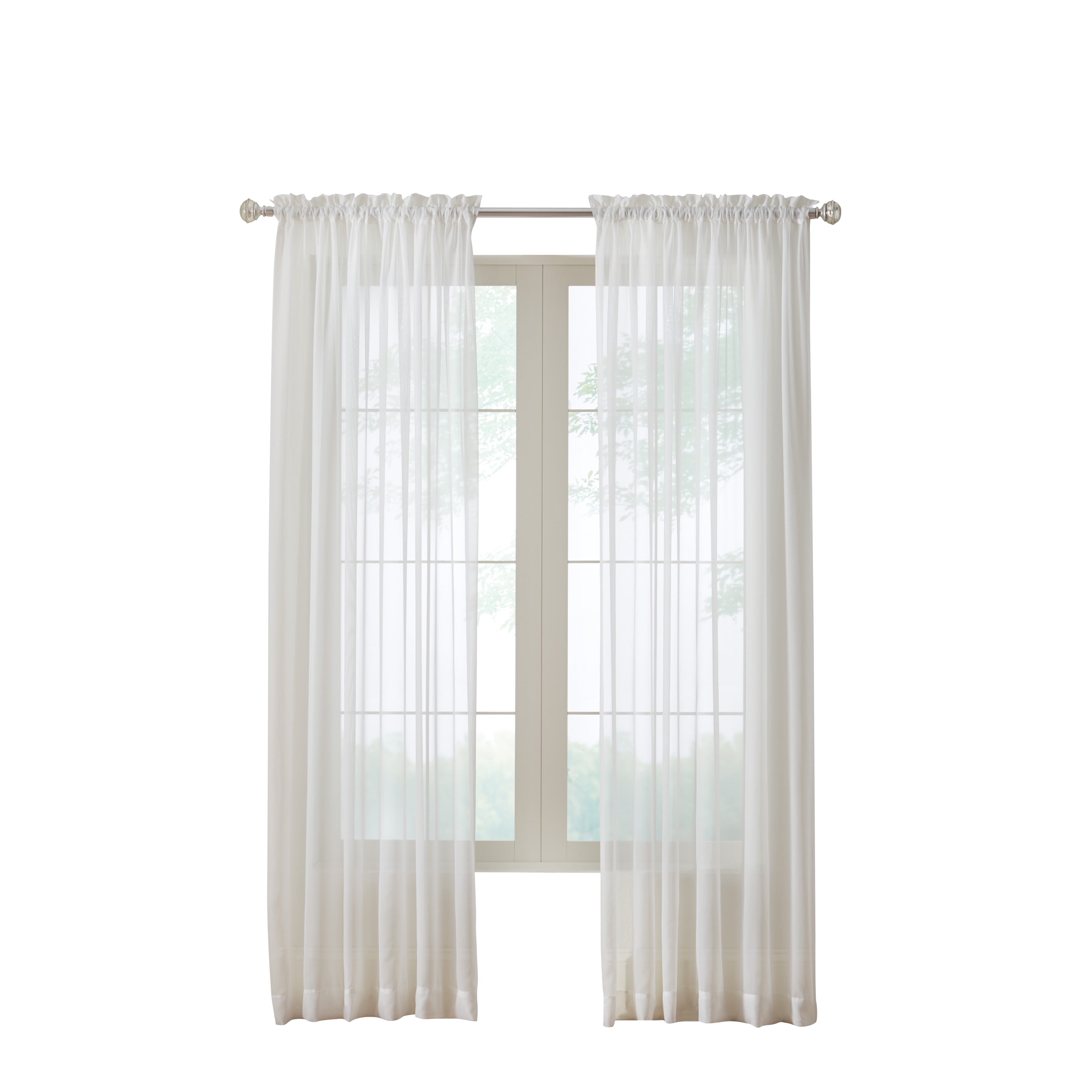 Rhythm Rod Pocket European Style High Curtain Voile 54" x 84" in Eggshell