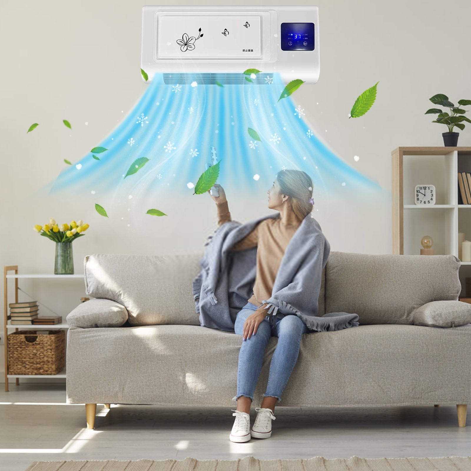 Ductless Portable Air Conditioners No Windows Needed, MXTPOV Wall Air Conditioner with Heaters, Small Mini Split Ac Heating System for Home Bedroom Office