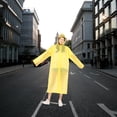 thumbnail image 2 of hanxiulin raincoat waterproof rain coat poncho long rain jackets lightweight with drawstring hood for men women , yellow 2 pack, 2 of 3