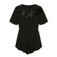 thumbnail image 6 of Mittory Womens Plus Size Tops O-Neck Asymmetric Short Sleeve Tunics Lace Blouse Shirts for Summer, 6 of 8