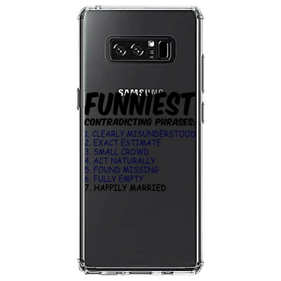 DistinctInk Clear Shockproof Hybrid Case for Samsung Galaxy Note 8 - TPU Bumper Acrylic Back Tempered Glass Screen Protector - Funniest Contradicting Phrases - Married