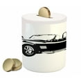 thumbnail image 1 of Cars Piggy Bank, American Aged Vehicle with Wealth Properties Engine Print, Ceramic Coin Bank Money Box for Cash Saving, 3.6" X 3.2", Black White, by Ambesonne, 1 of 4
