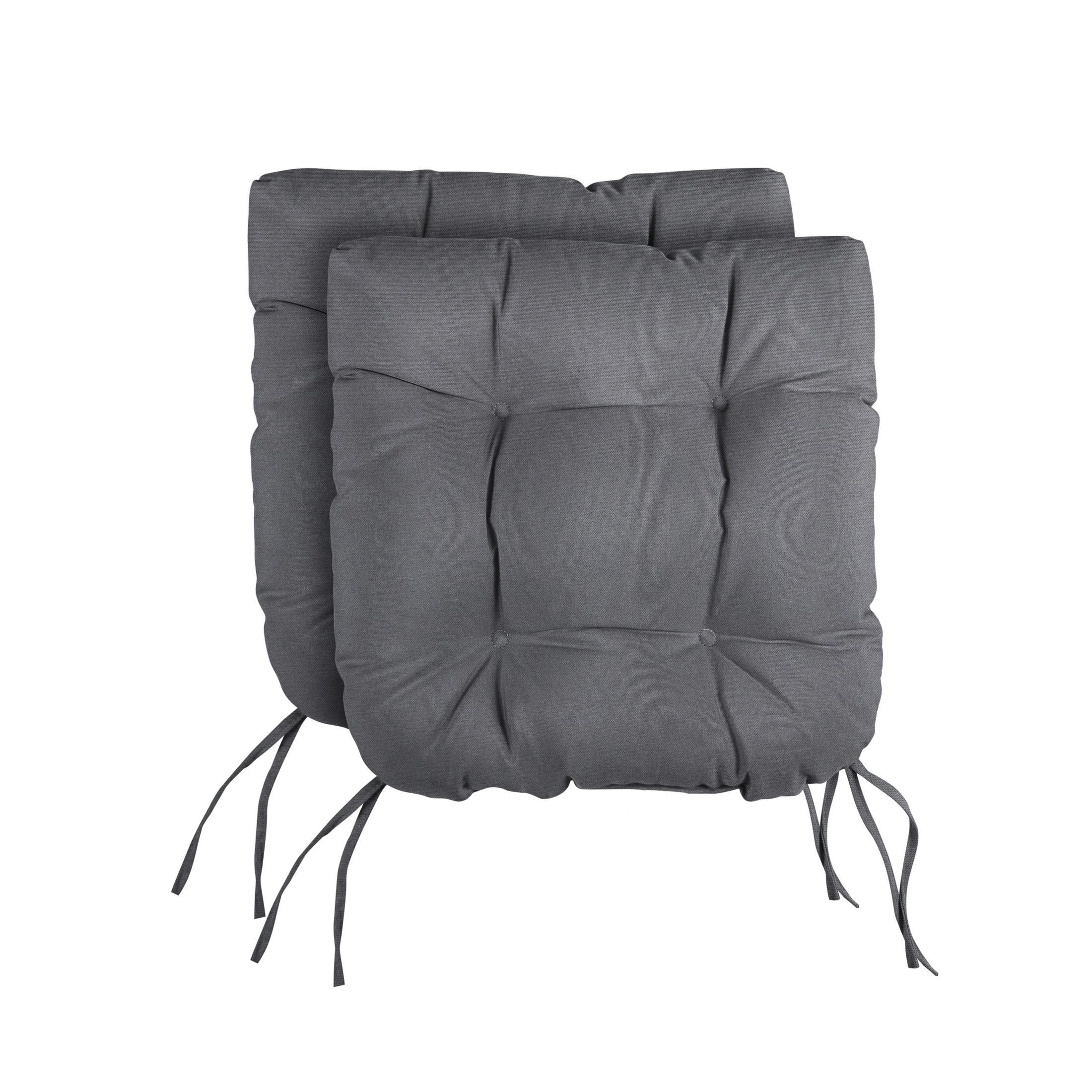 Sorra Home Charcoal Tufted Chair Cushion Round U-Shaped Back 19 x 19 x 3 (Set of 2)