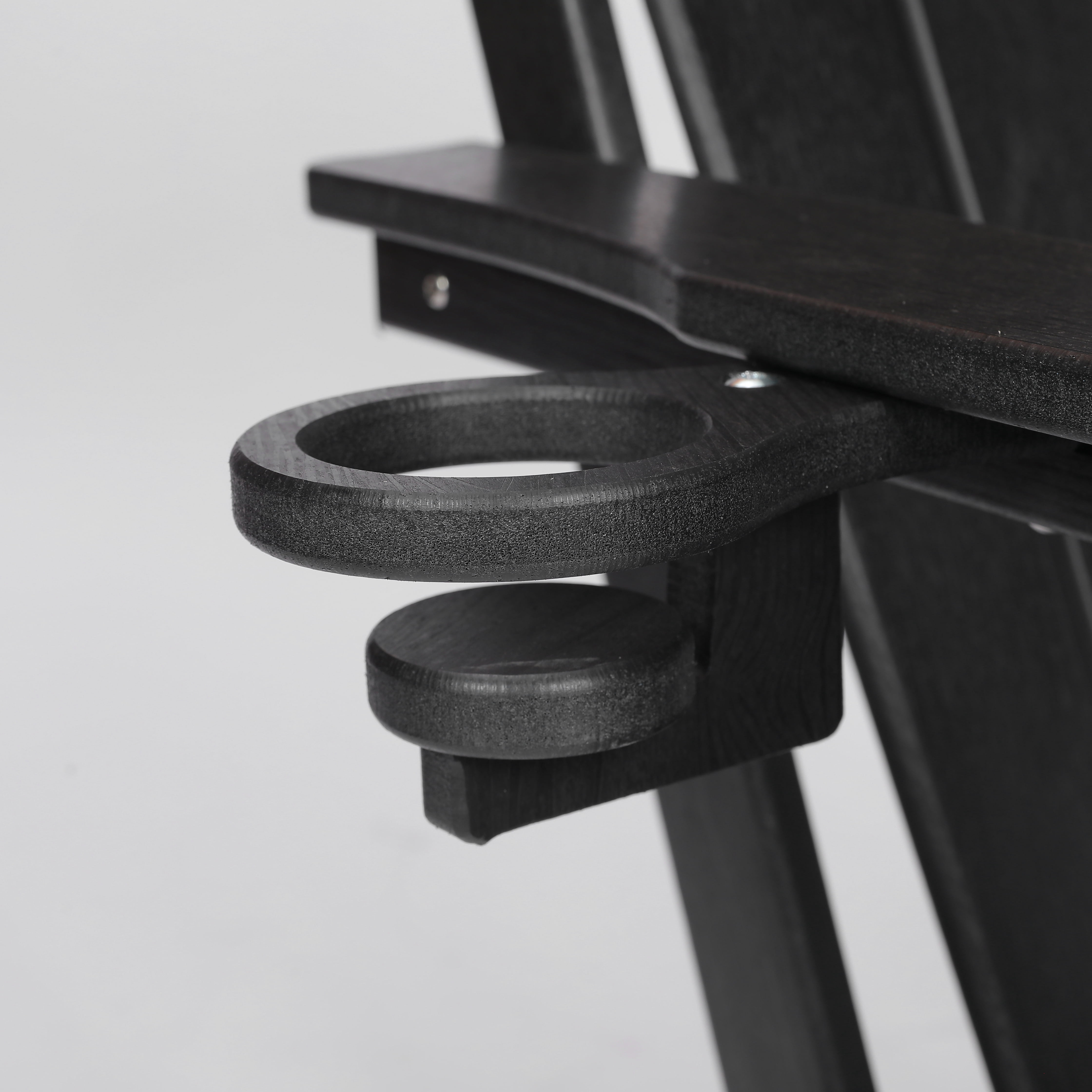 FFZ Hdpe Folding Adirondack Chair With Dual Cup Holder Composite Wood Texture Black