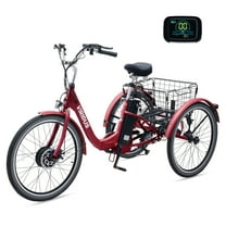 Viribus 24" 7-Speed Folding Electric Tricycle with 350W Motor 36V 13Ah Battery Red