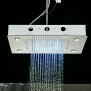 Ceiling Mounted Rainfall Waterfall Shower Head color changing led Brushed Nickel