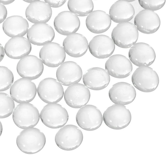 Glass Beads,100pcs Flat Glass Gemstone Clear 1.1lbs (0.47-0.55") Glass Marbles Pebbles for Vase Fillers Aquarium Decor DIY Craft