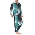 thumbnail image 2 of Picia Surfing Shark Pattern Men’s Long-Sleeve Sleepwear Set - Soft 2-Piece Loungewear with Pockets, Comfy PJs for Relaxing Nights-Small, 2 of 7