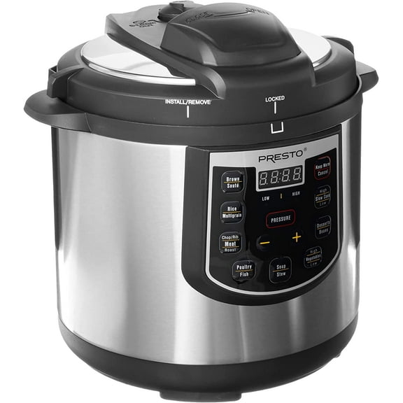 6-Quart Electric Pressure Cooker, Black, Silver, Stainless steel