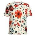 thumbnail image 5 of Ladybug Floral Print Women's T-Shirt Short Sleeve T Shirts Tops Tee Ladies Loose T, 5 of 6