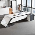 thumbnail image 1 of Monitor Stands Office Desk Wood L Shaped Storage Workbench Corner Writing Desk Table Organizer Bureau Meuble Desk Accessories My Lux Decor Round, 1 of 8