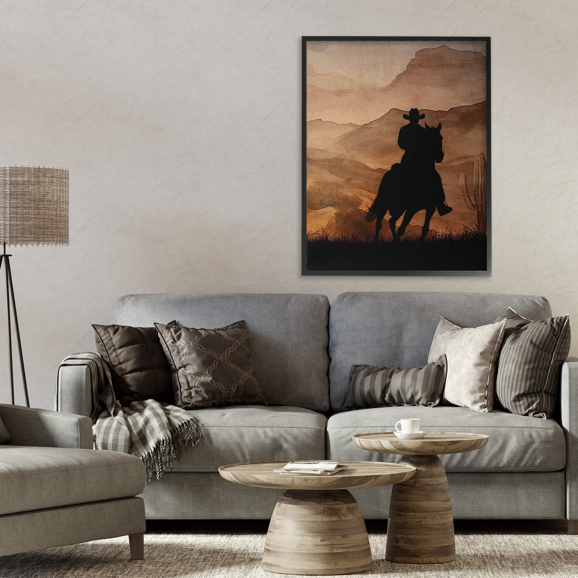 Stupell Industries Cowboy's Sunset Ride Black Framed Giclee Art, design by Kim Allen