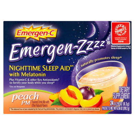  Emergen-zzzz Sleep Aid Peach Nighttime PM Complément alimentaire Mélange de boisson 029 oz 24 ct