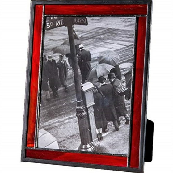 J Devlin Colored Easel Back Series Stained Glass 5x7 Picture Frame Displays Horizontally Or Vertically Red