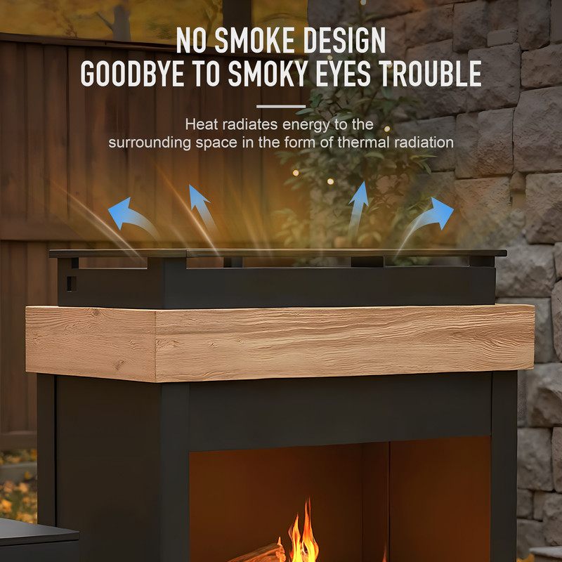 GAZEBETER Outdoor Gas Fireplace, 35" 50000 BTU Patio Gas Fire Pit Propane with Rain Cover, CSA Certified, Adjustable Flame for Deck, Backyard, Balcony
