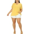 thumbnail image 2 of Blusas de mujer de tallas grandes Agnes Orinda con puntos suizos, de manga corta y cuello con muesca, primavera verano 1X amarillo, 2 of 6
