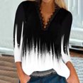 thumbnail image 1 of Camisetas para Mujer Fiudx Blusas de Salida Informales con Estampado de Manga 3/4 y Cuello En V, 1 of 6