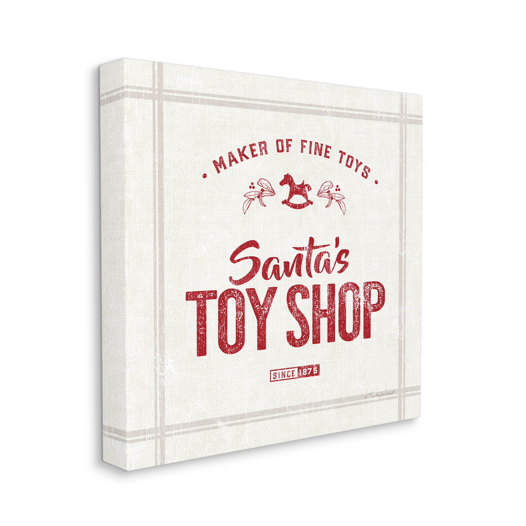 Santa's Toy Shop Vintage Sign Holiday Graphic Art Gallery Wrapped Canvas Print Wall Art