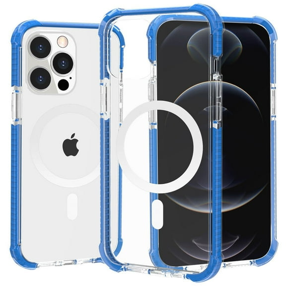 MagSafe Compatible Transparent Protective Bumper Case for iPhone 14 Pro - Blue