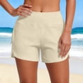 thumbnail image 2 of Nestiefly 2 in 1 Double Layer Running Shorts for Women High Waisted for Athletic Tennis Workout with Pockets Beige XL, 2 of 6