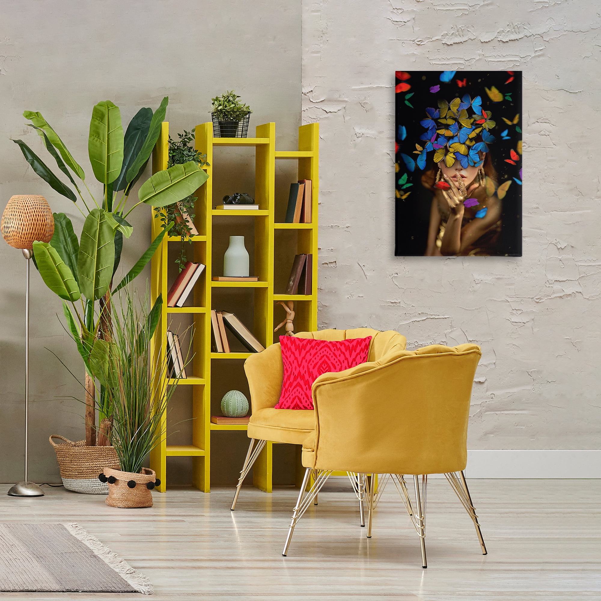 Stupell Industries Butterfly Swathed Woman Animals Painting Wrapped Canvas Art Print Wall Art, 20 x 30