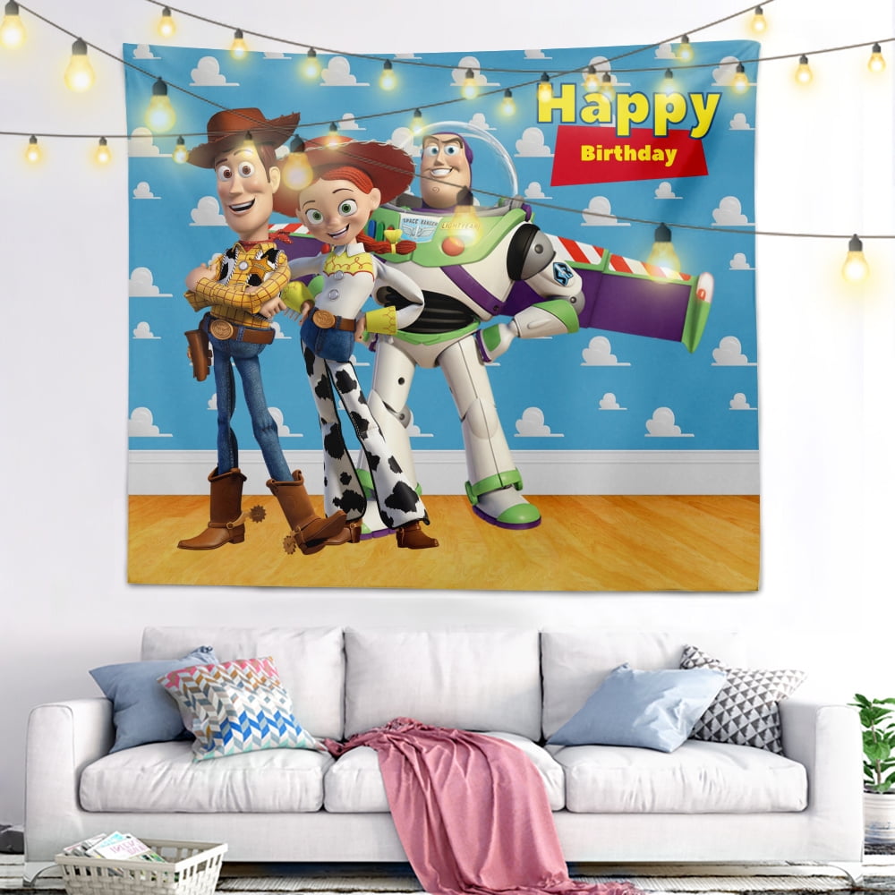 Cartoon Toy Story Photo Backdrop Colorfu Vivid Polyester Cloth Banner