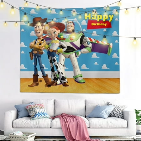 Image of Cartoon Toy Story Photo Backdrop Colorfu Vivid Polyester Cloth Banner Birthday Baby Shower Decoration Backdrops Family background cloth 200*150cm