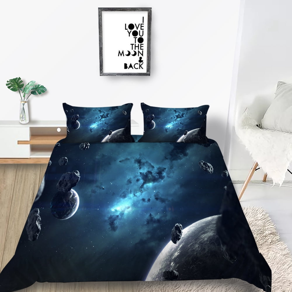 wenjialing 3D Galaxy Printing Duvet Cover Set Soft Bedding Set