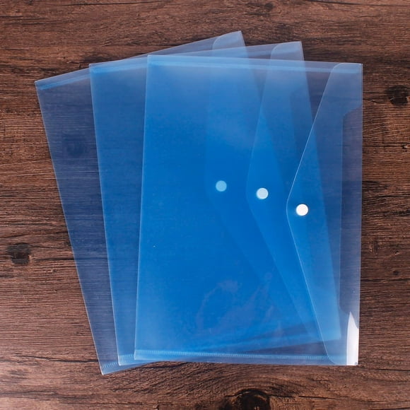 Nvzi Plastic File Folders, 10 PCS Plastic Folders for Document, A4 Size Plastic Envelopes with Snap Closure, Clear File Folders Document Folders File Bags for Office,Blue