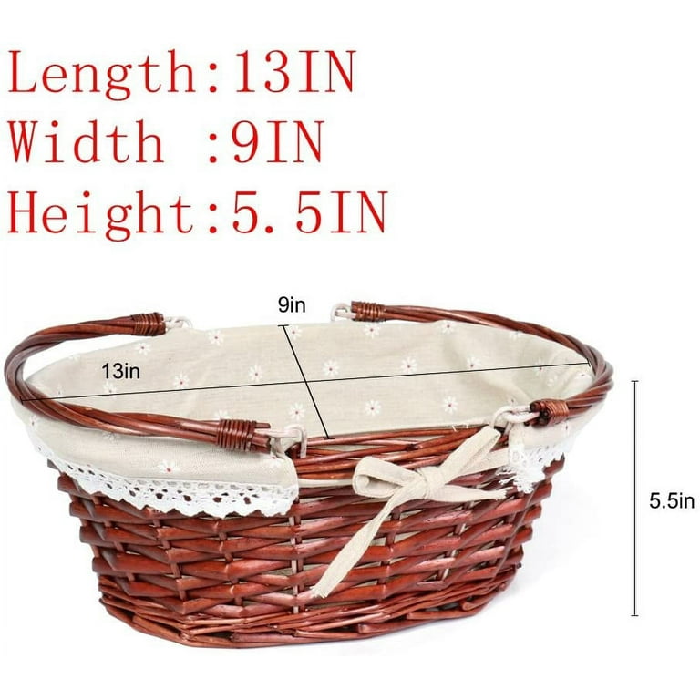 TIMPCV Wicker Basket Gift Baskets Empty Oval Willow Woven Picnic Basket  Cheap Easter Candy Basket Storage Wine Basket with Handle Egg Gathering