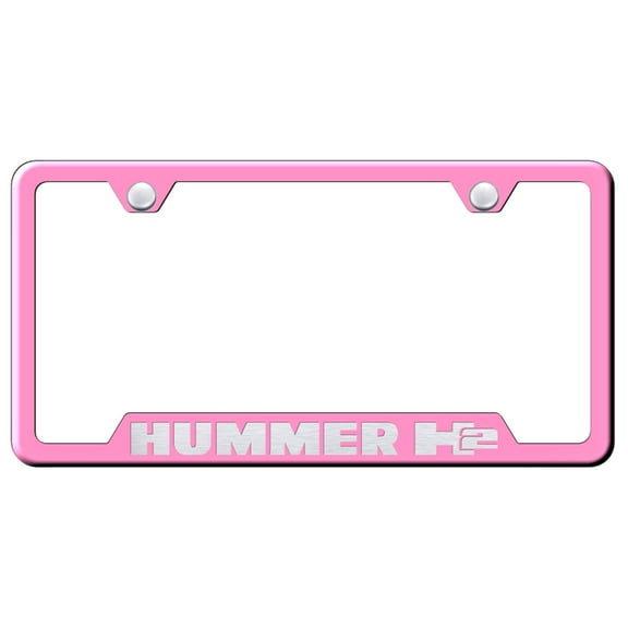 Hummer H2 Laser Etched Logo Cut-Out License Plate Frame (Pink)