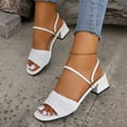 thumbnail image 6 of Samdudou Dress Shoes for Women Open Toe Slide Sandals Low Block Heel Two Strap Design Textured Wide Instep Band and Thin Metallic Accent Ankle Slip On Footwear, 6 of 9