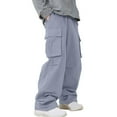 thumbnail image 4 of Taqqpue Men's Baggy Cargo Pants Casual Solid Color Long Pants Loose Fit Straight Wide Leg Hip Hop Pants with Pockets, 4 of 6