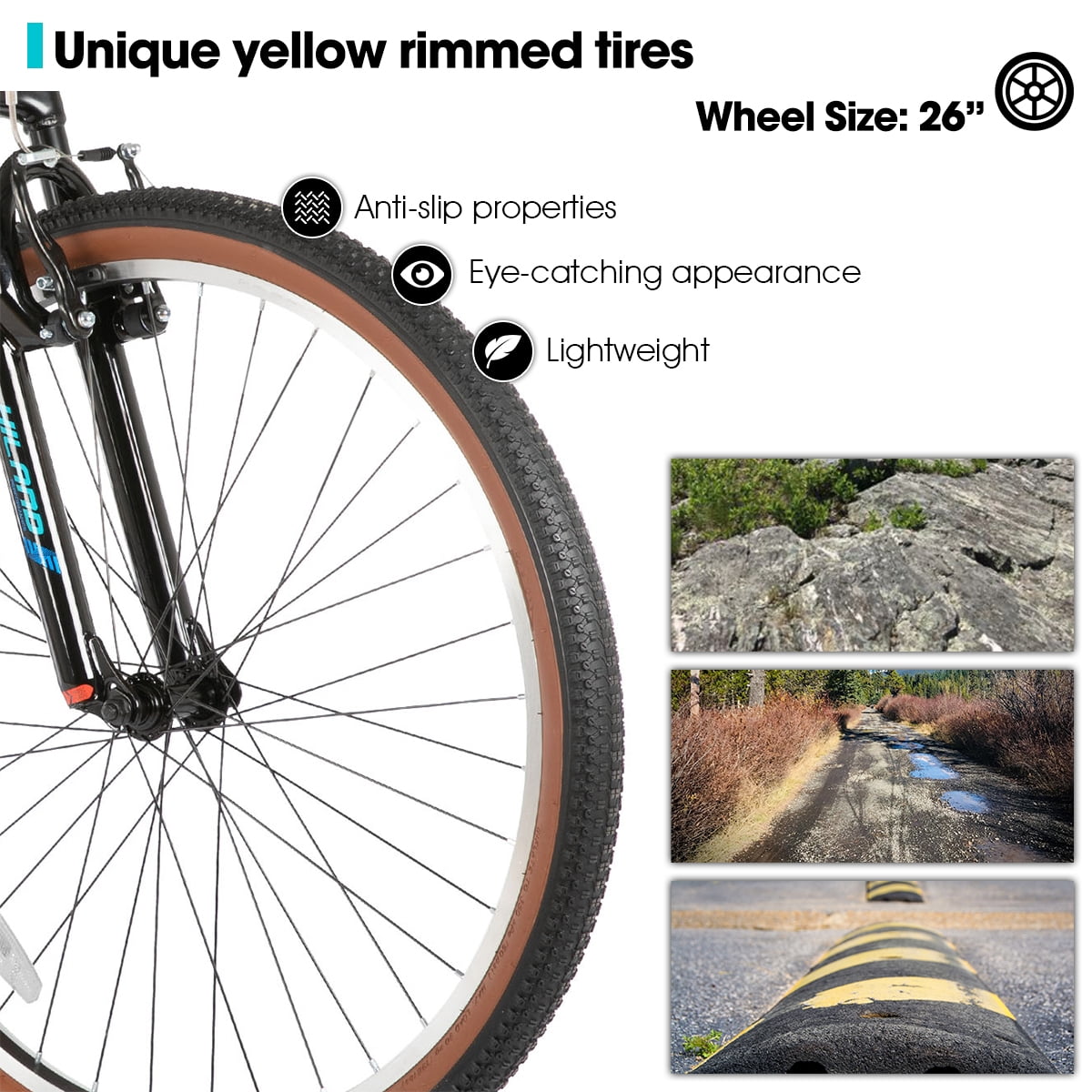 HILAND 26 Inch Mountain Bike for Mens and Womens, 21 Speeds Mountain Bicycle, High-Tensile Steel Frame, V Brake, Hardtail MTB for Adults