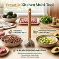 thumbnail image 6 of 304 Stainless Steel Meat Chopper with Wooden Handle, 6-Blade Heavy Duty Ground Beef Masher. Easy Clean Heat Resistant Kitchen Tool 2pc Set, 6 of 7