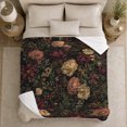 thumbnail image 5 of Moody Dark Botanical Blooms Black Cat Pumpkins Vintage, Cozy Pet Portrait Pattern, Warm Flannel Blanket for Living Room and Reading Nook, Cat Lovers autumn celebration Gift, Pet Lover Home Decor, 5 of 9